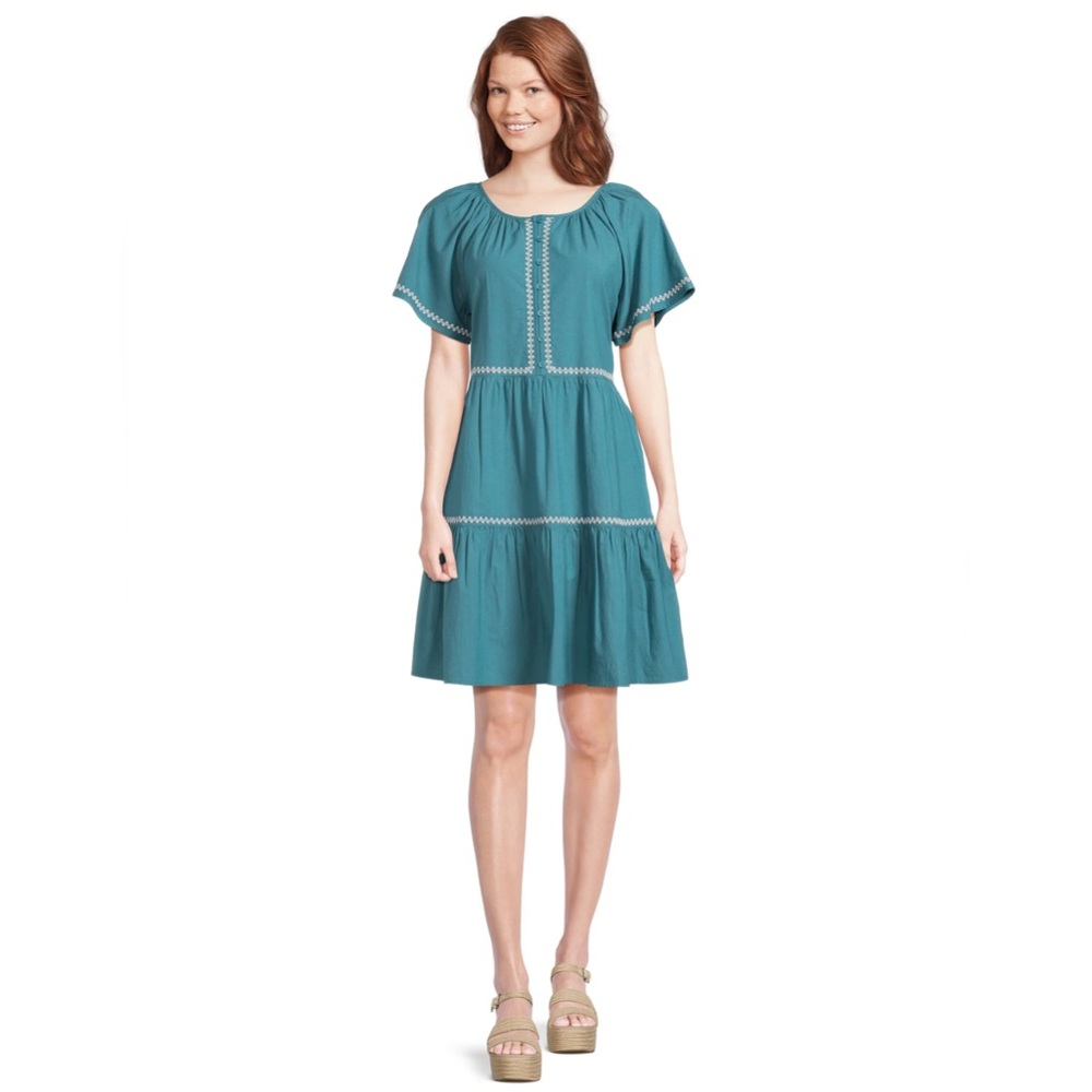 Teal Embroidered Women's Dress